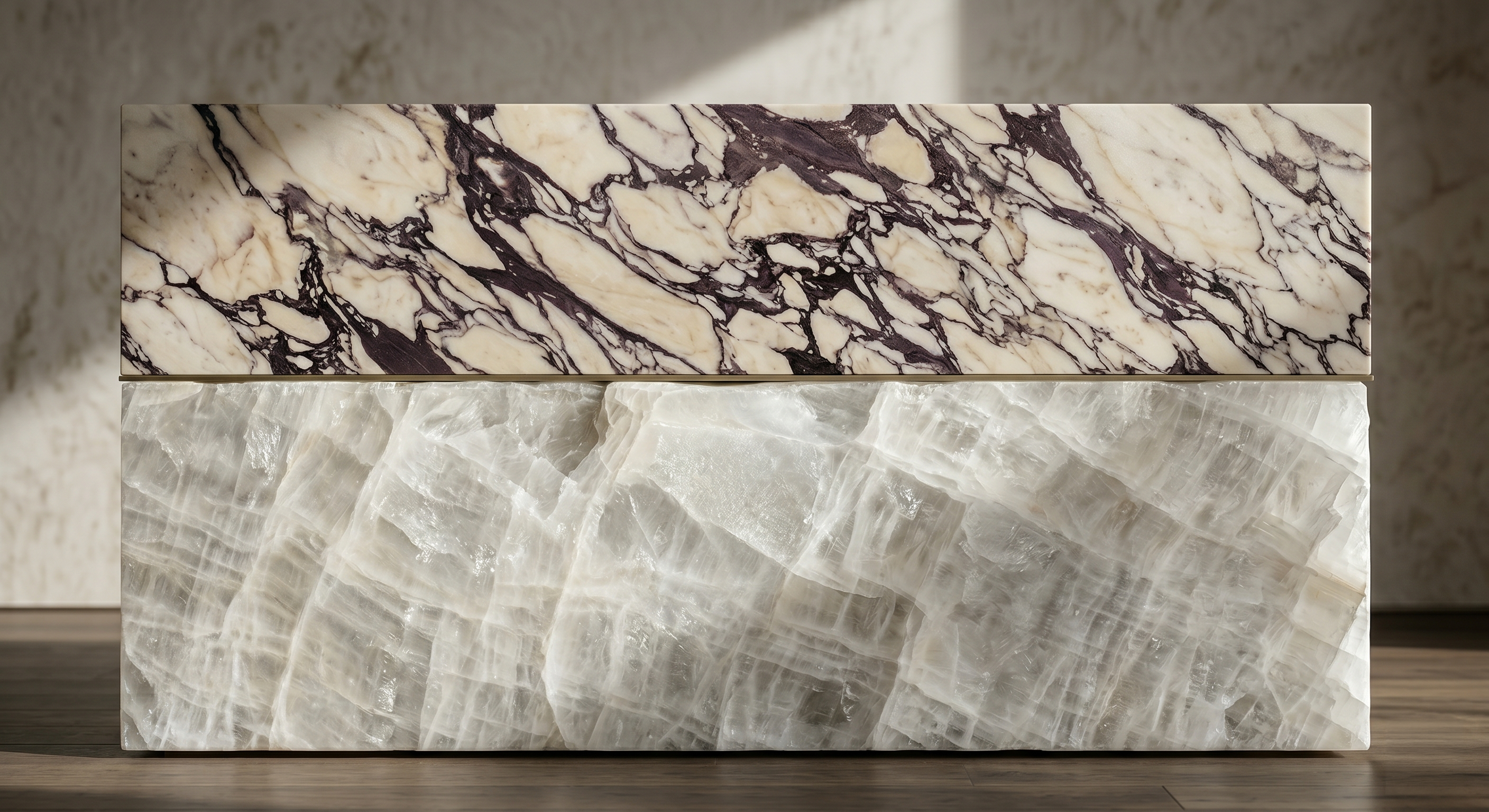 Editorial natural stone detail showing soft veining and material depth
